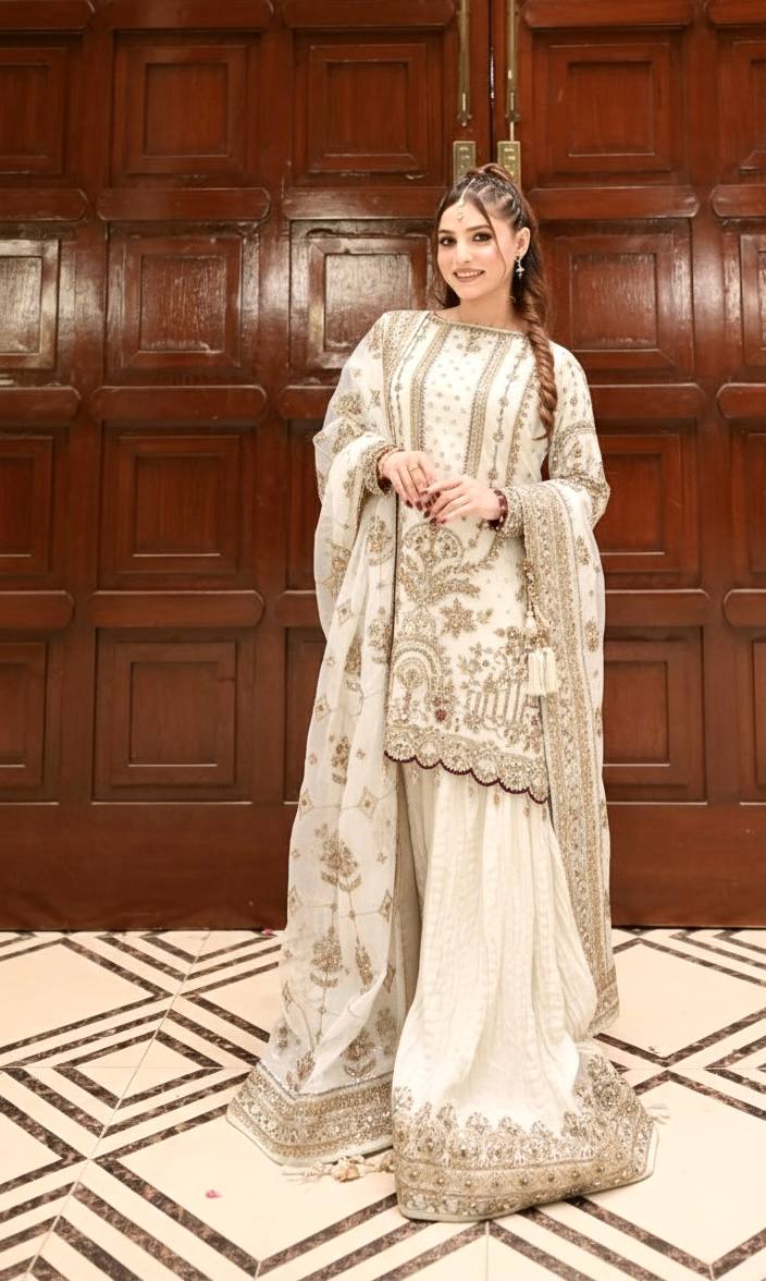 Designer Party Wear Look Pur Heavy Faux Georgette Top Plazzo & Dupatta Set