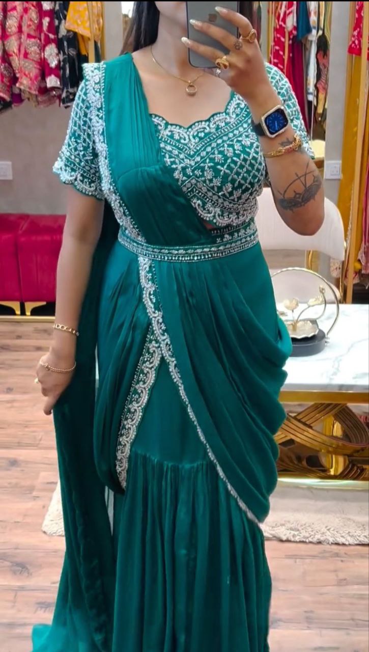 Letest new Designer Party Wear Lehenga Saree With Blouse