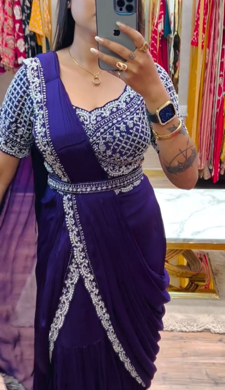 Letest new Designer Party Wear Lehenga Saree With Blouse