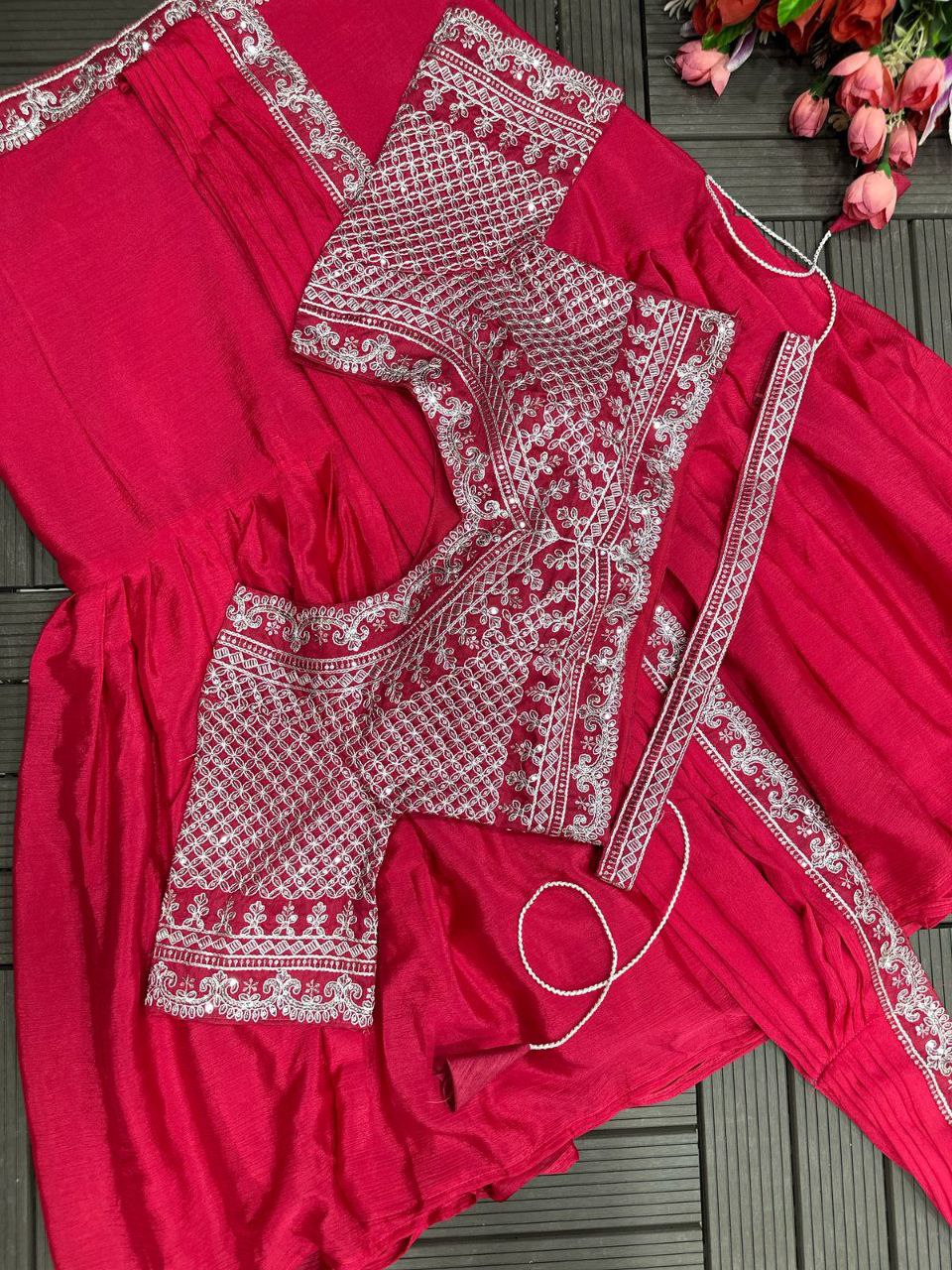 Letest new Designer Party Wear Lehenga Saree With Blouse