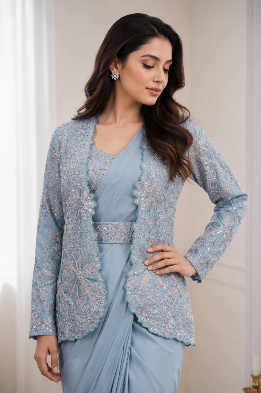 Experience effortless luxury with this premium ready-to-wear saree
