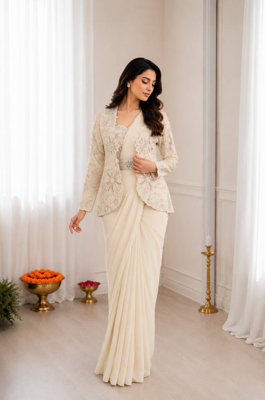 Experience effortless luxury with this premium ready-to-wear saree