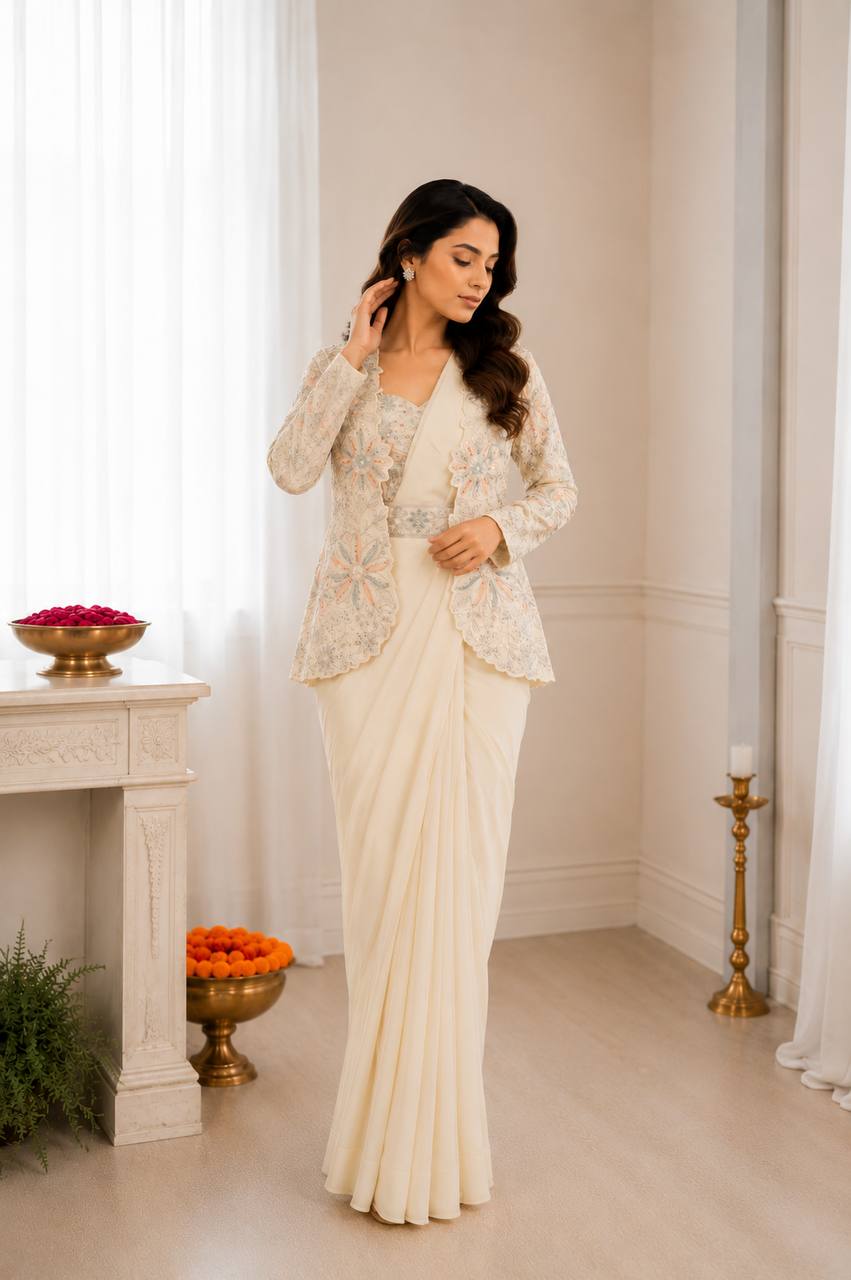 Experience effortless luxury with this premium ready-to-wear saree