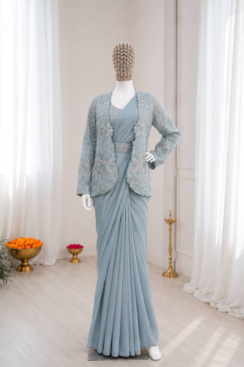 Experience effortless luxury with this premium ready-to-wear saree