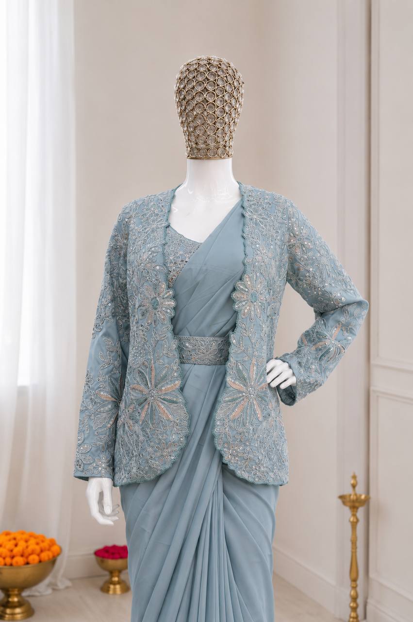 Experience effortless luxury with this premium ready-to-wear saree