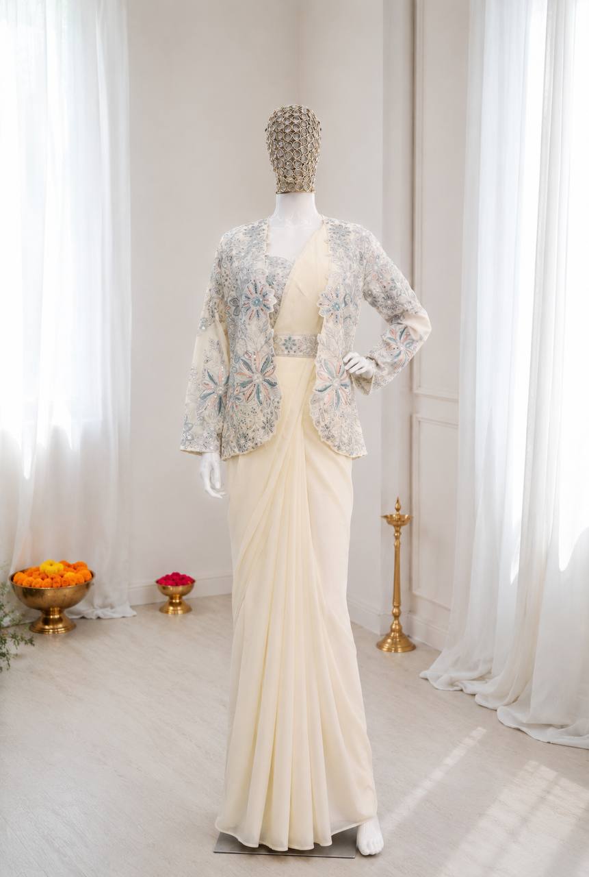 Experience effortless luxury with this premium ready-to-wear saree