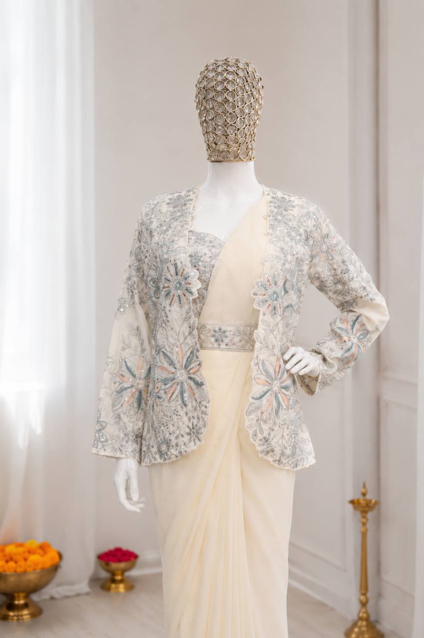 Experience effortless luxury with this premium ready-to-wear saree