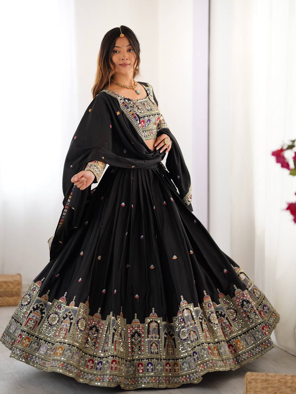Letest New Bollywood Style Natural Crep silk Lehenga choli