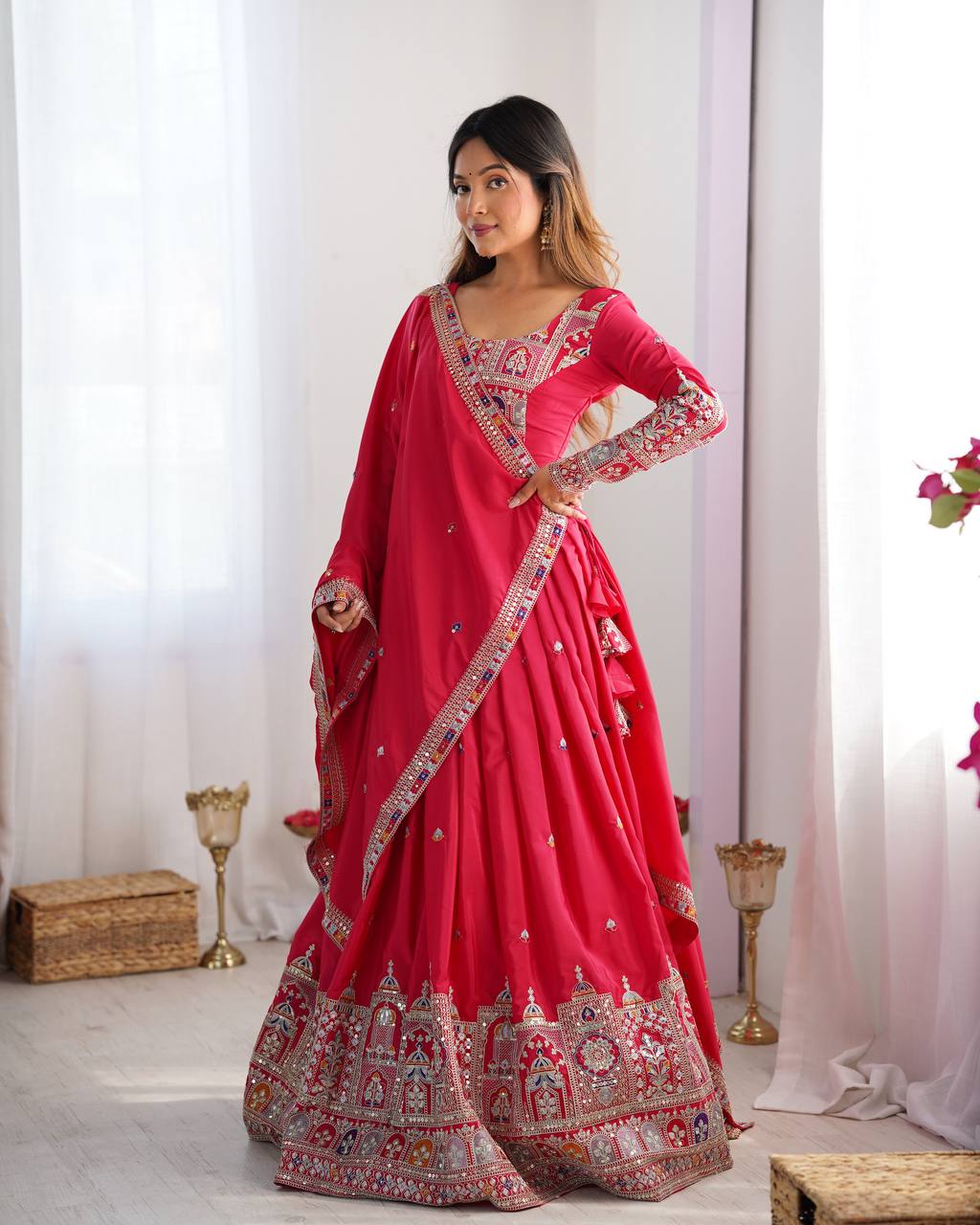 Letest New Bollywood Style Natural Crep silk Lehenga choli
