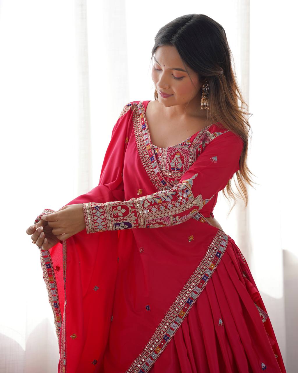 Letest New Bollywood Style Natural Crep silk Lehenga choli