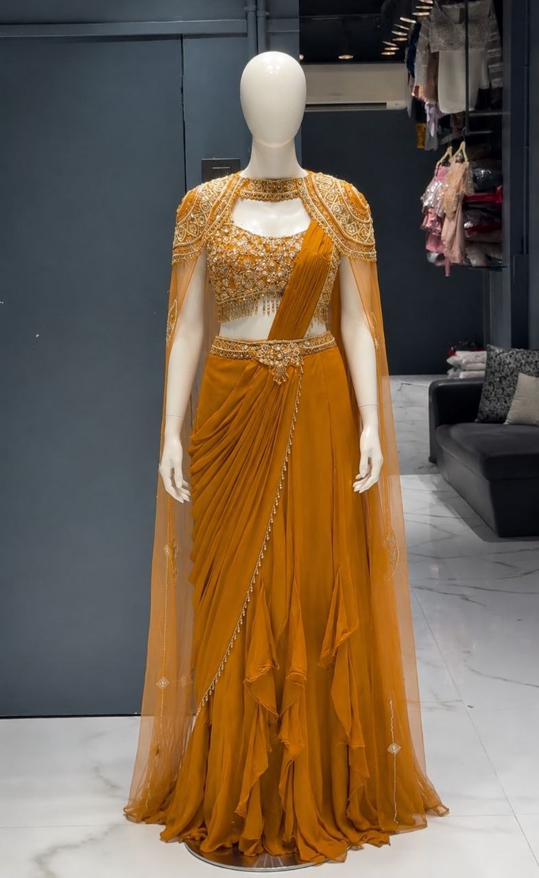 New Super hit Fancy Rangoli Silk Fabric  Lehengha choli Musterd Colour