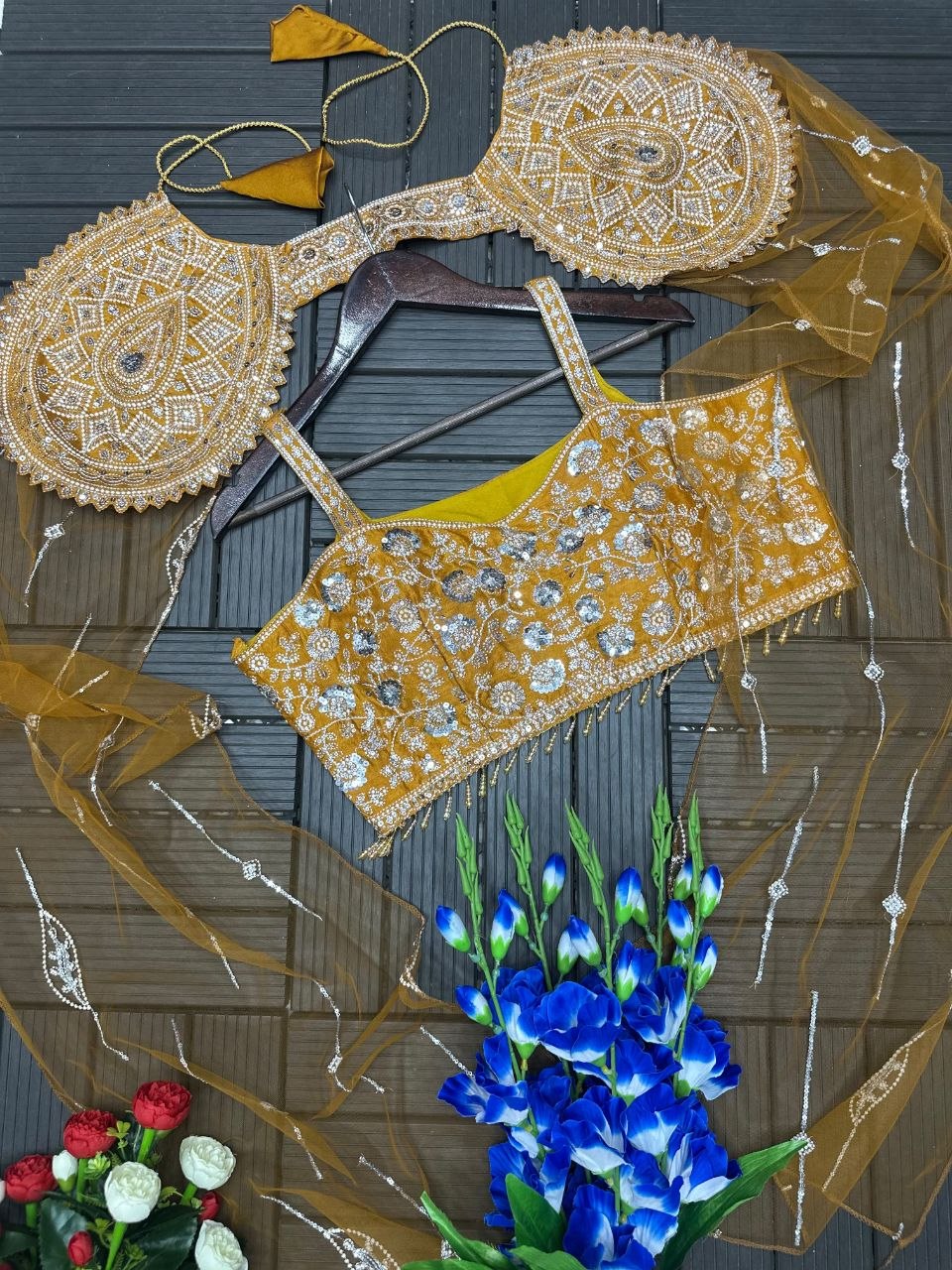 New Super hit Fancy Rangoli Silk Fabric  Lehengha choli Musterd Colour
