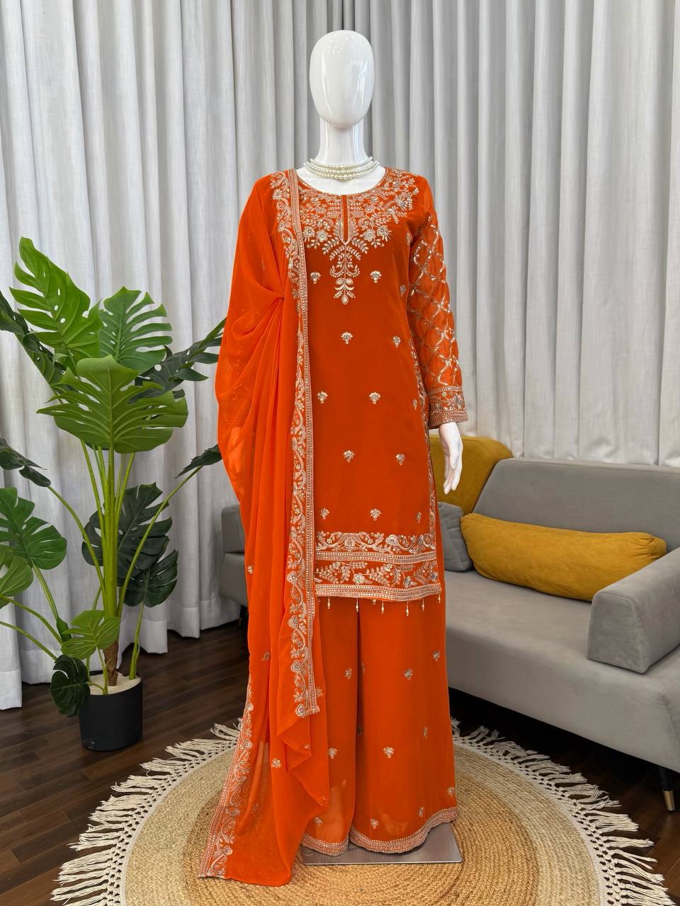 Designer Palzoo Set For Womens And Girls orange Colour
