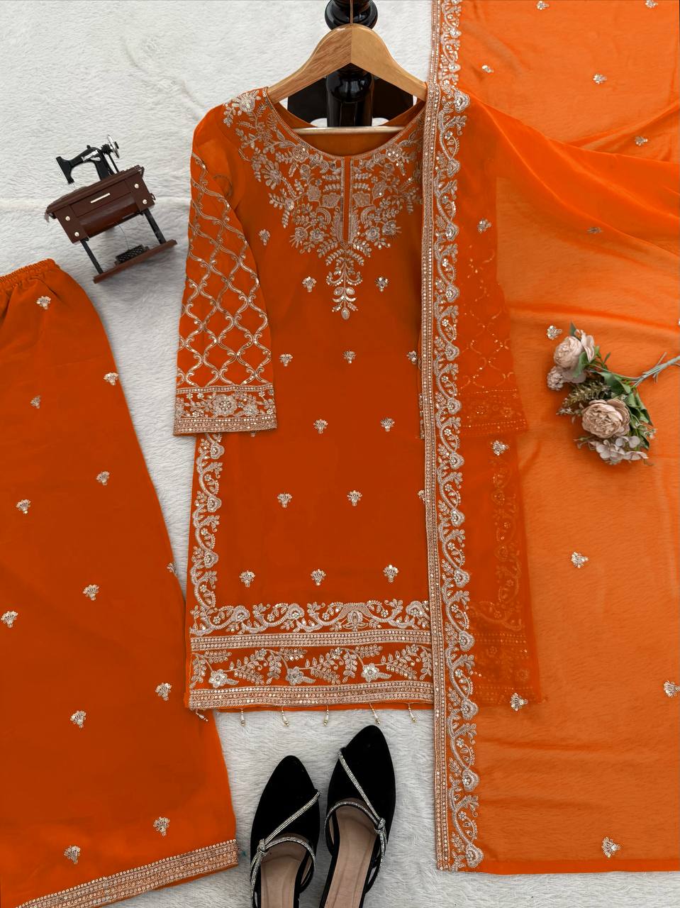 Designer Palzoo Set For Womens And Girls orange Colour