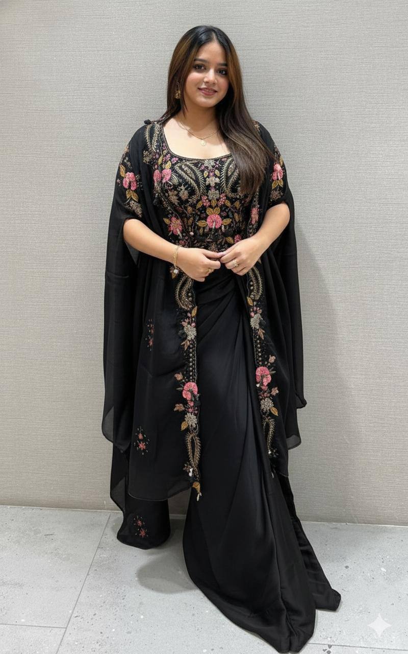 Designer Party Wear Shrug with Sharara Set