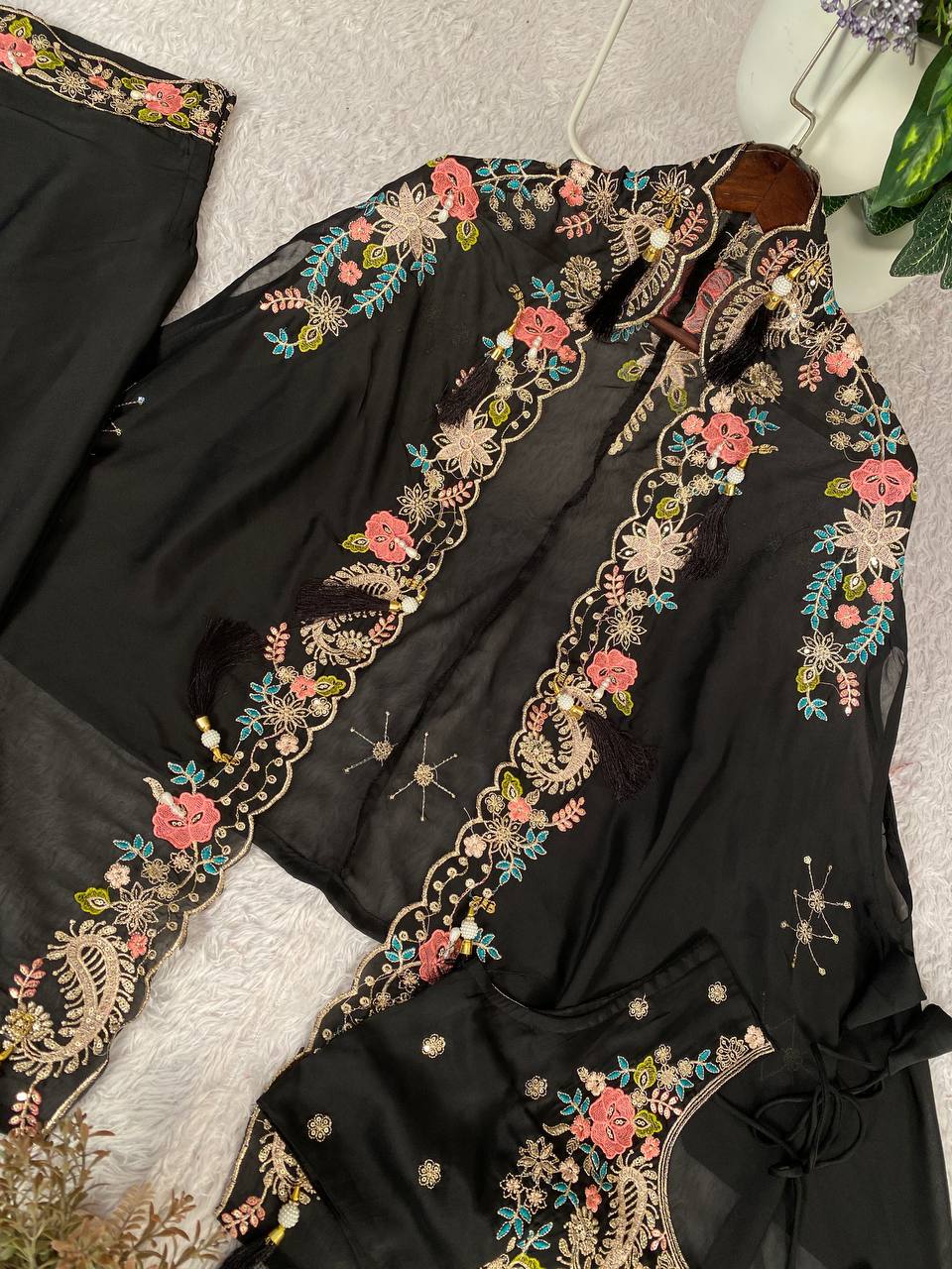 Designer Party Wear Shrug with Sharara Set