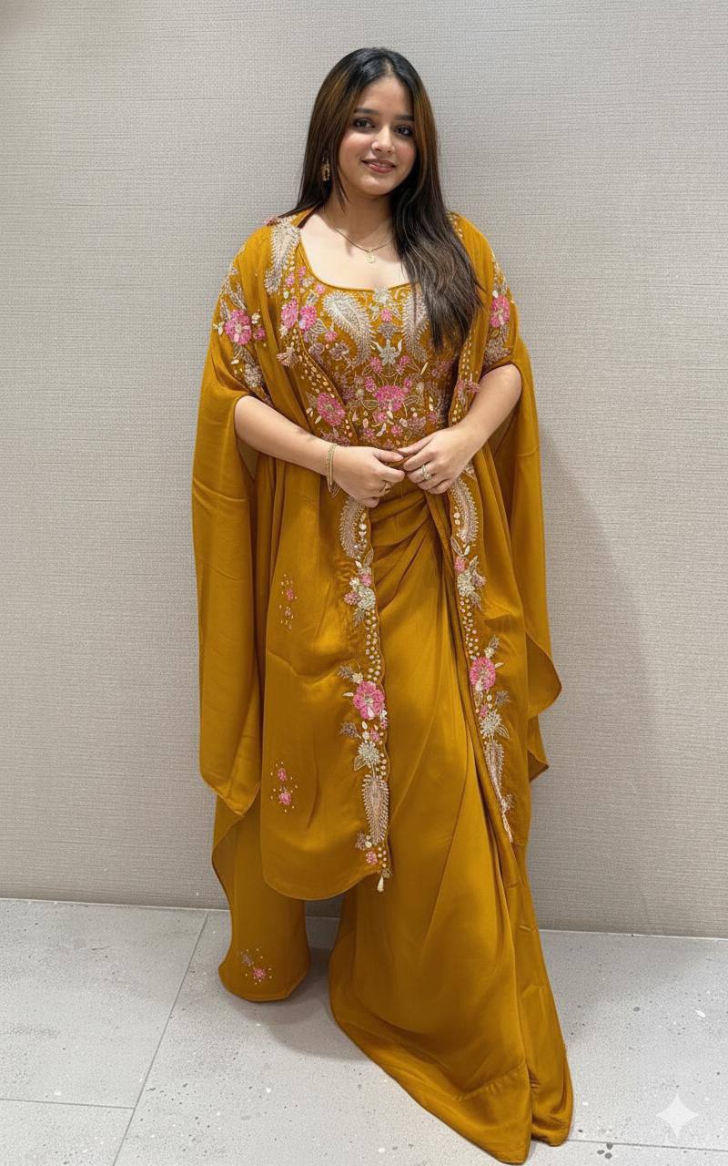 Designer Party Wear Shrug with Sharara Set