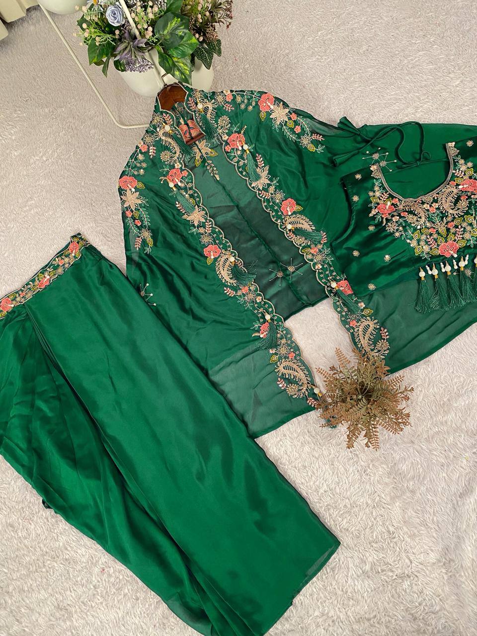 Designer Party Wear Shrug with Sharara Set