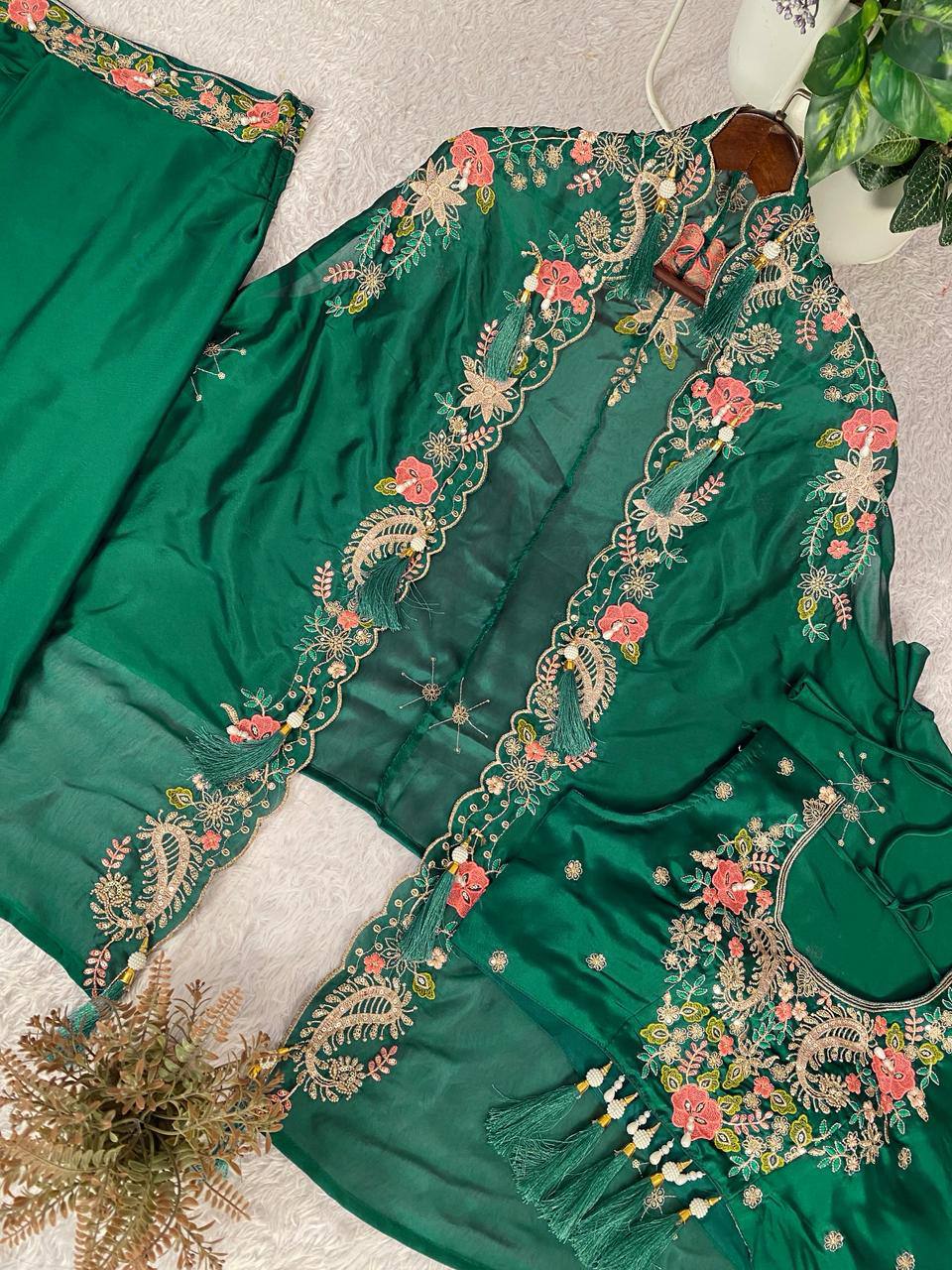 Designer Party Wear Shrug with Sharara Set