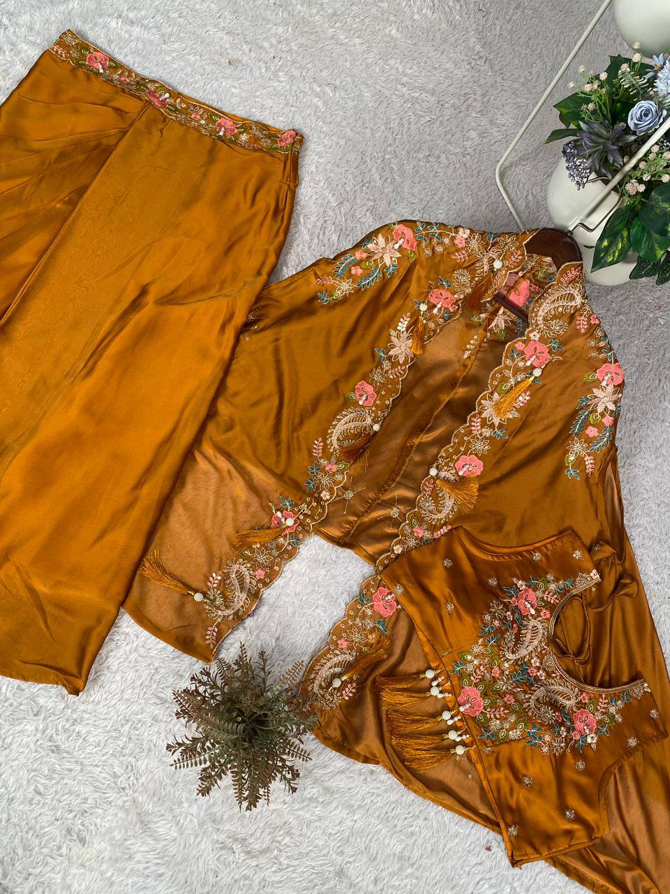 Designer Party Wear Shrug with Sharara Set