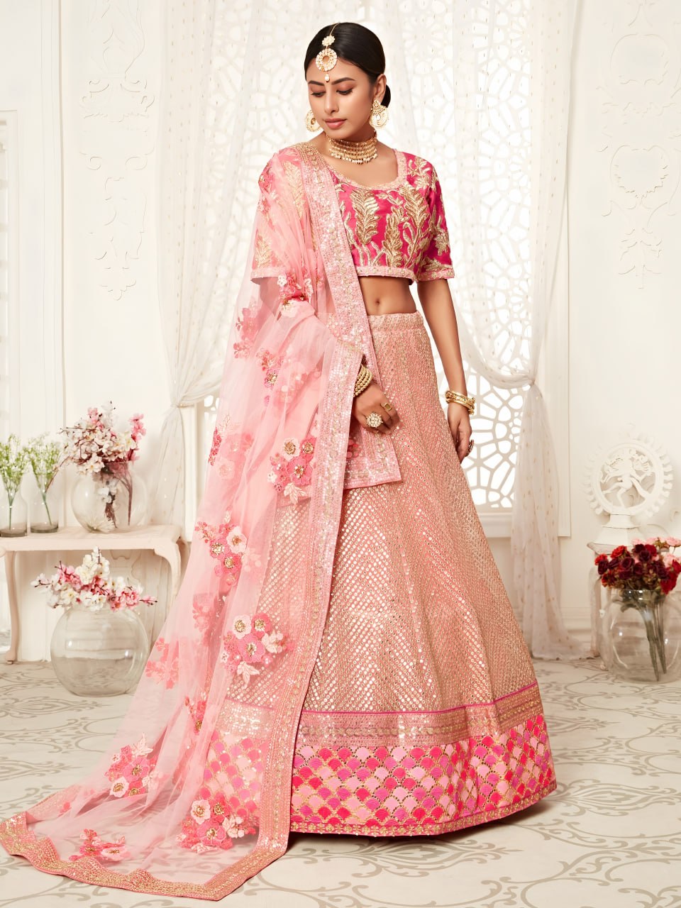 Blush Pink Designer Bridal Lehenga