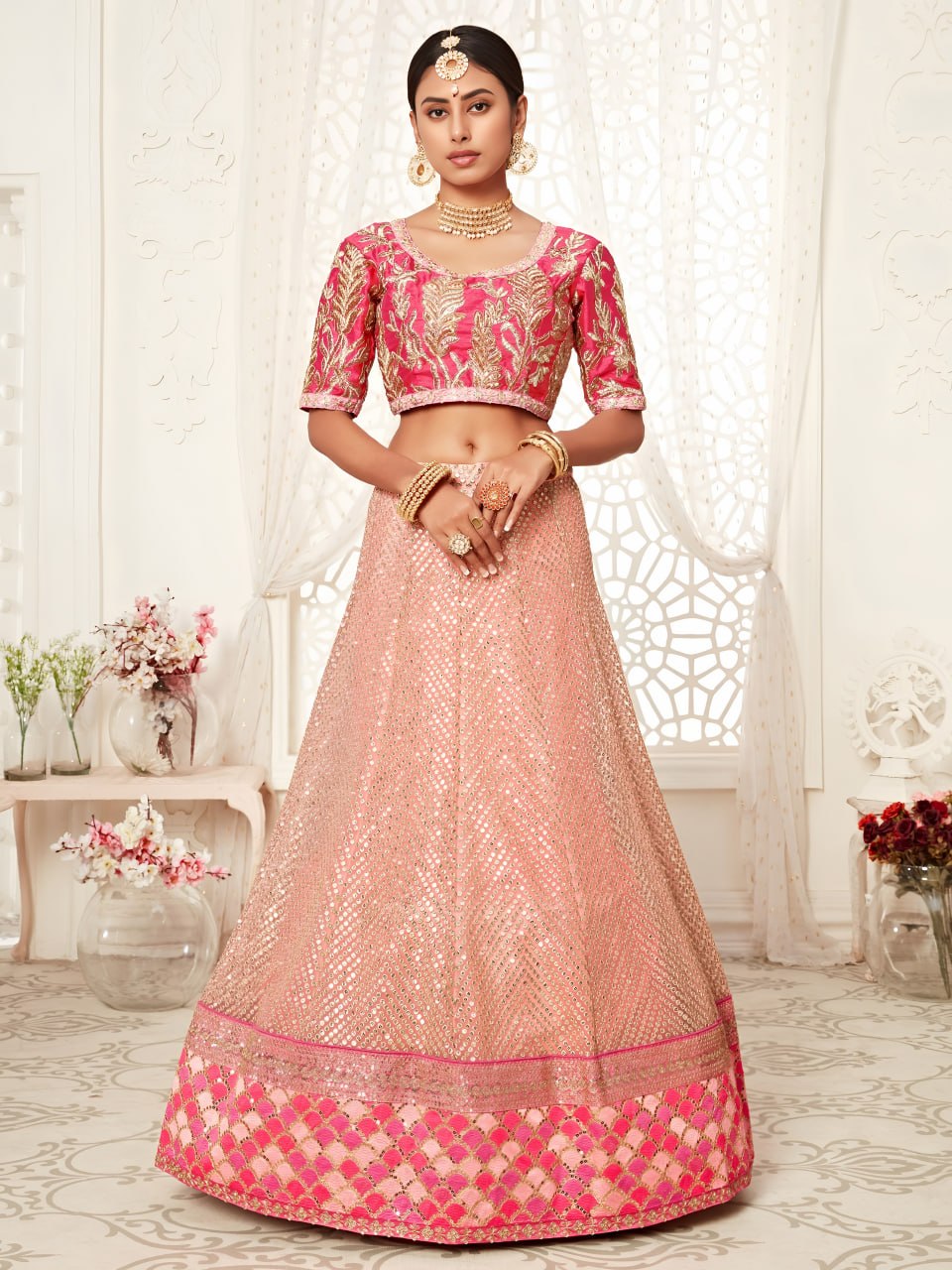 Blush Pink Designer Bridal Lehenga