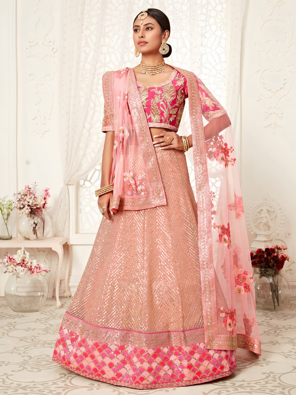 Blush Pink Designer Bridal Lehenga