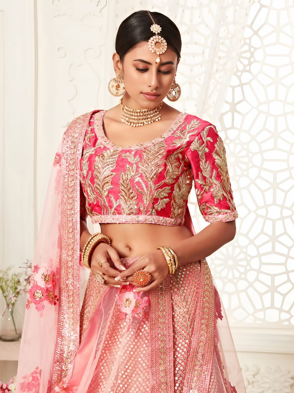 Blush Pink Designer Bridal Lehenga