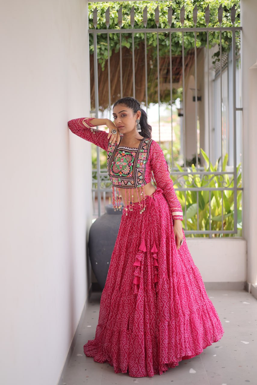 Make a stunning statement with this elegant Colour Sequins Navratri Lehenga Choli,