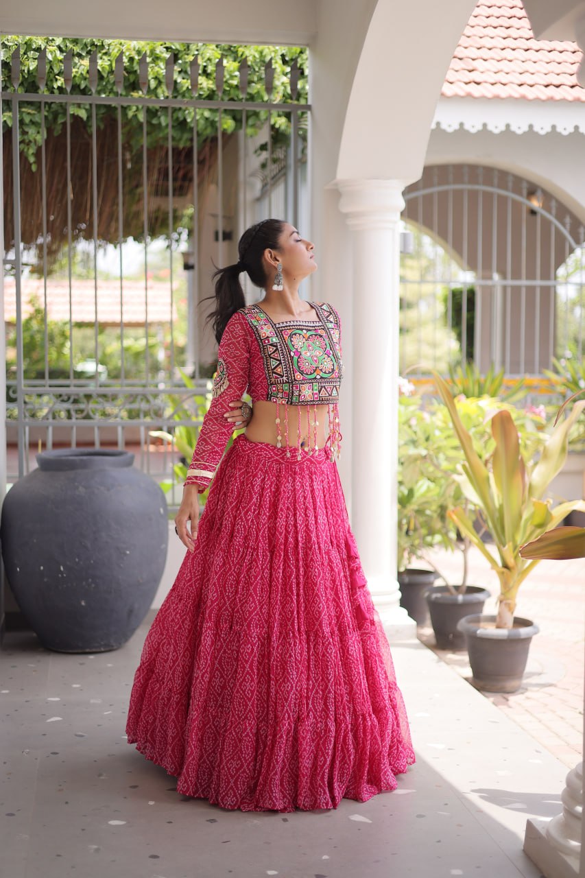 Make a stunning statement with this elegant Colour Sequins Navratri Lehenga Choli,