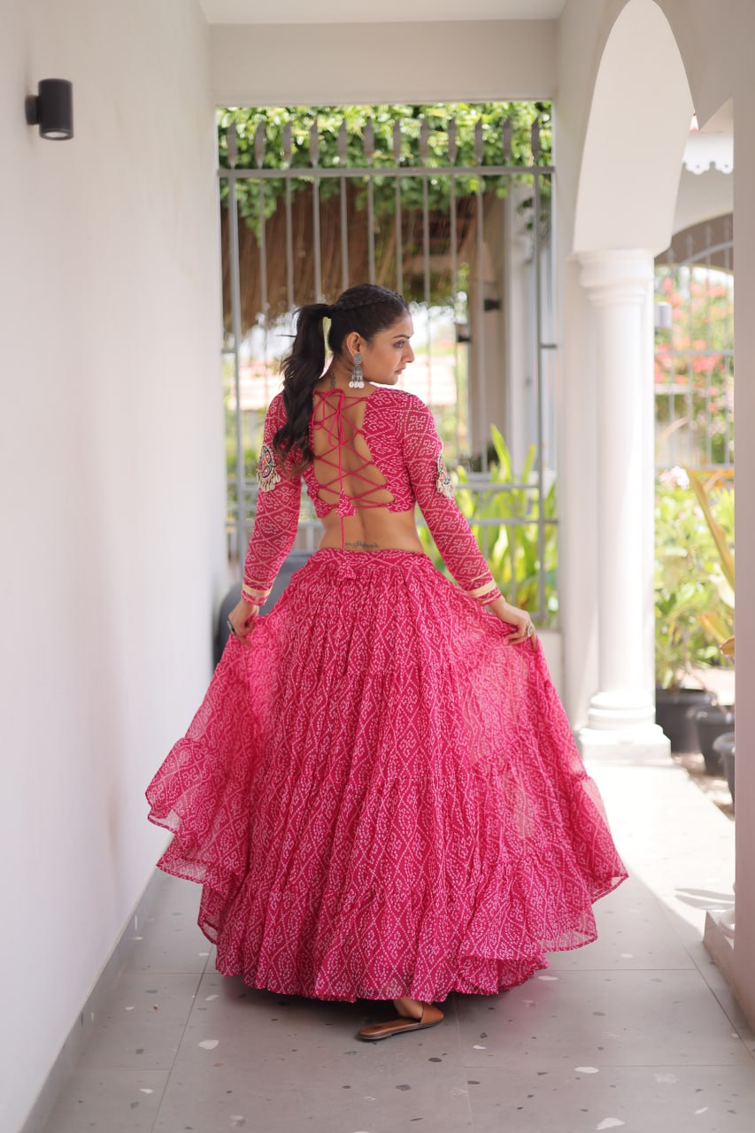 Make a stunning statement with this elegant Colour Sequins Navratri Lehenga Choli,