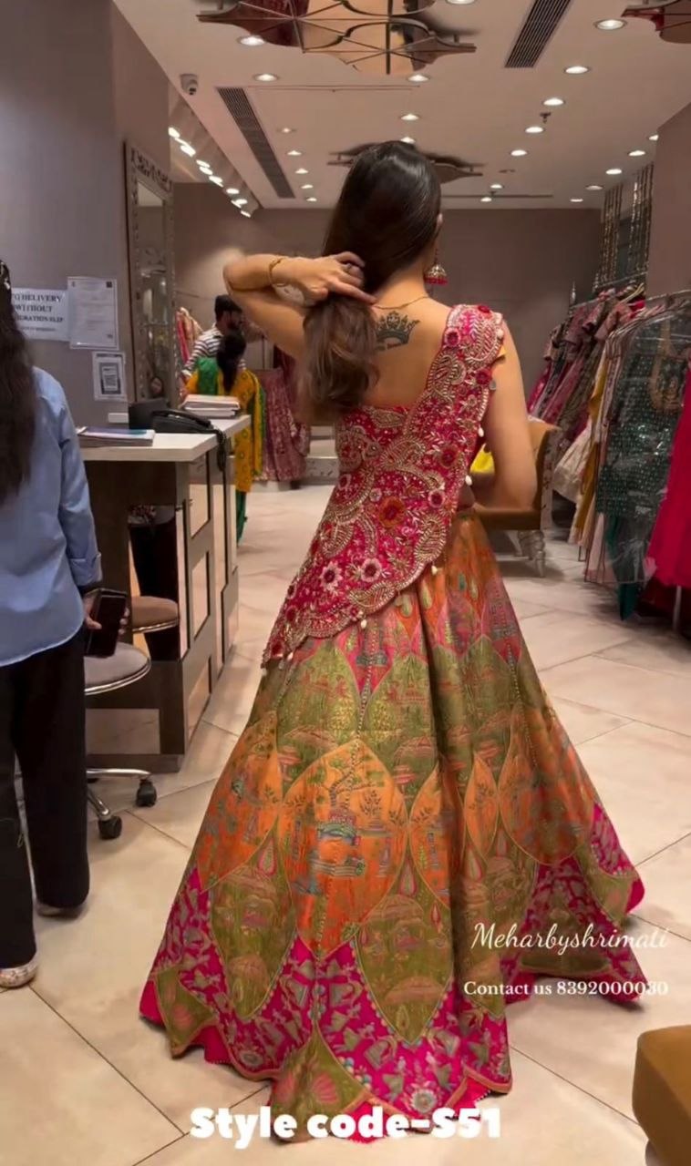 New Super Embroidery Coding work  Lehengha choli Multicolour
