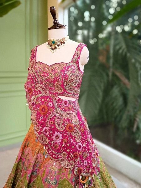 New Super Embroidery Coding work  Lehengha choli Multicolour