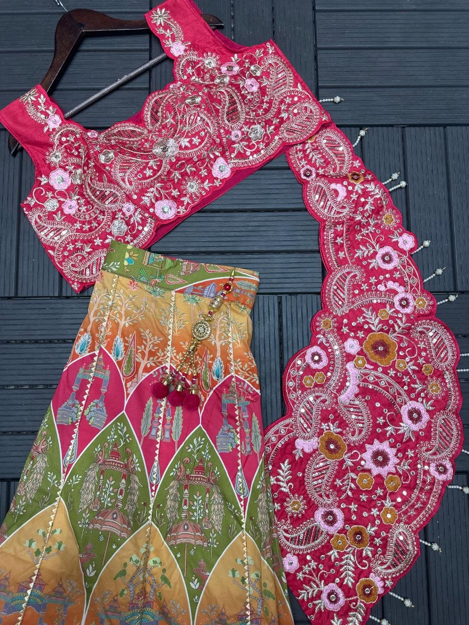 New Super Embroidery Coding work  Lehengha choli Multicolour