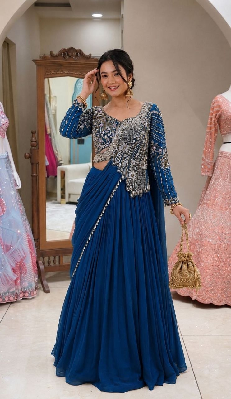 Launching Embroidery Work Lehenga Choli