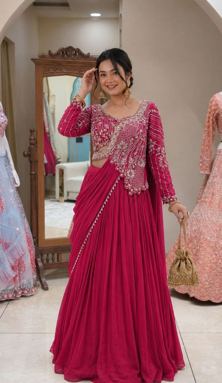 Launching Embroidery Work Lehenga Choli