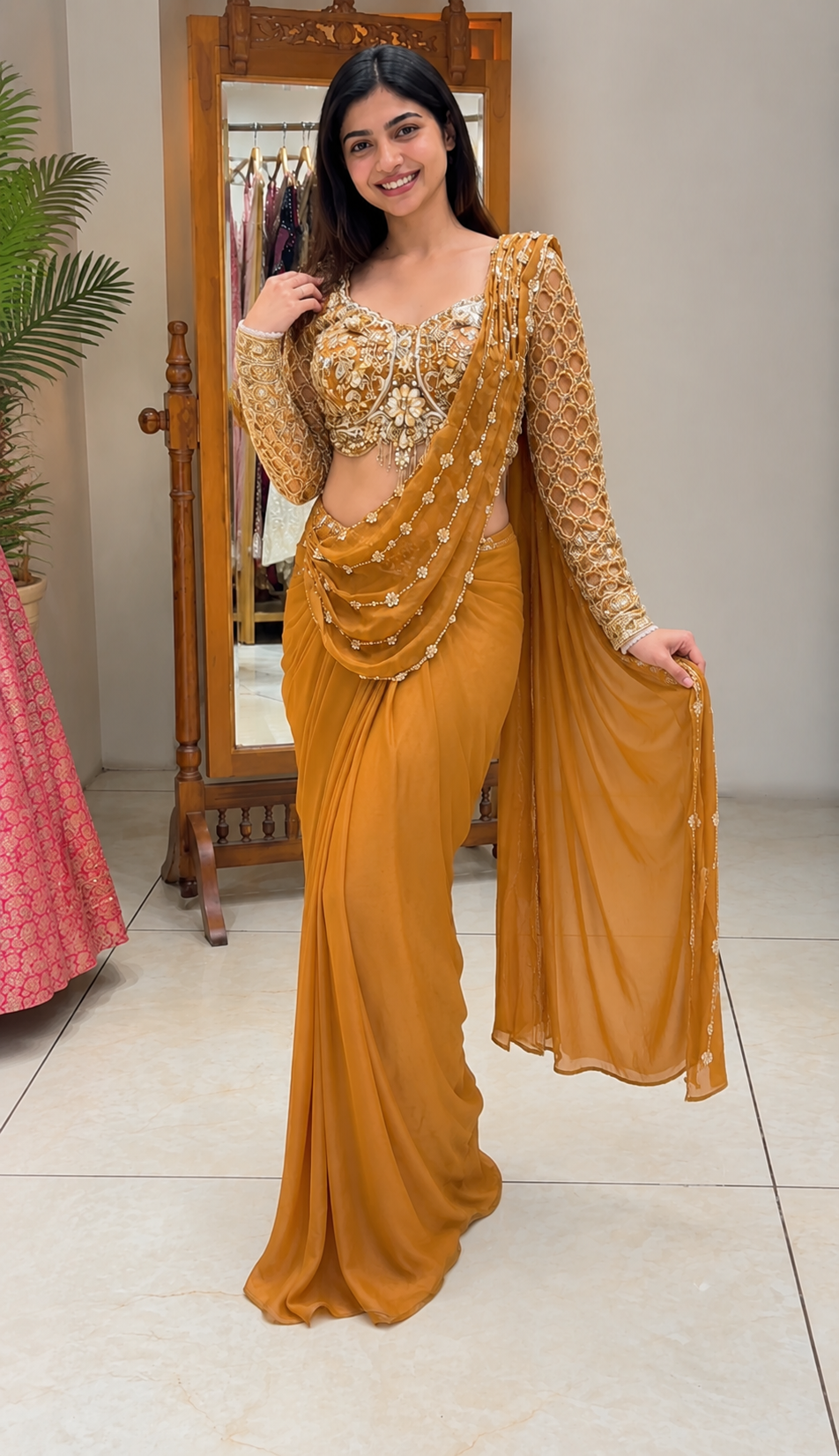 Get festive ready in our new Trending Stylelish Lehenga Choli   set  With Embroidery Work detailing