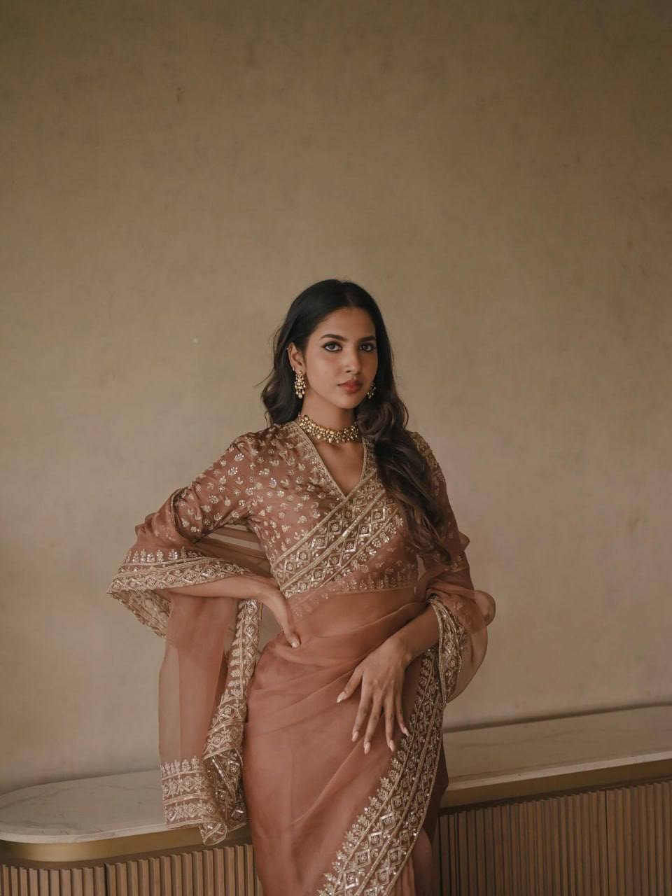 Designer Saree – Elegance Redefined ✨ Fall in love with this stunning saree in an eye-catching shade, crafted with finesse and rich detailing. A perfect blend of grace and glam!