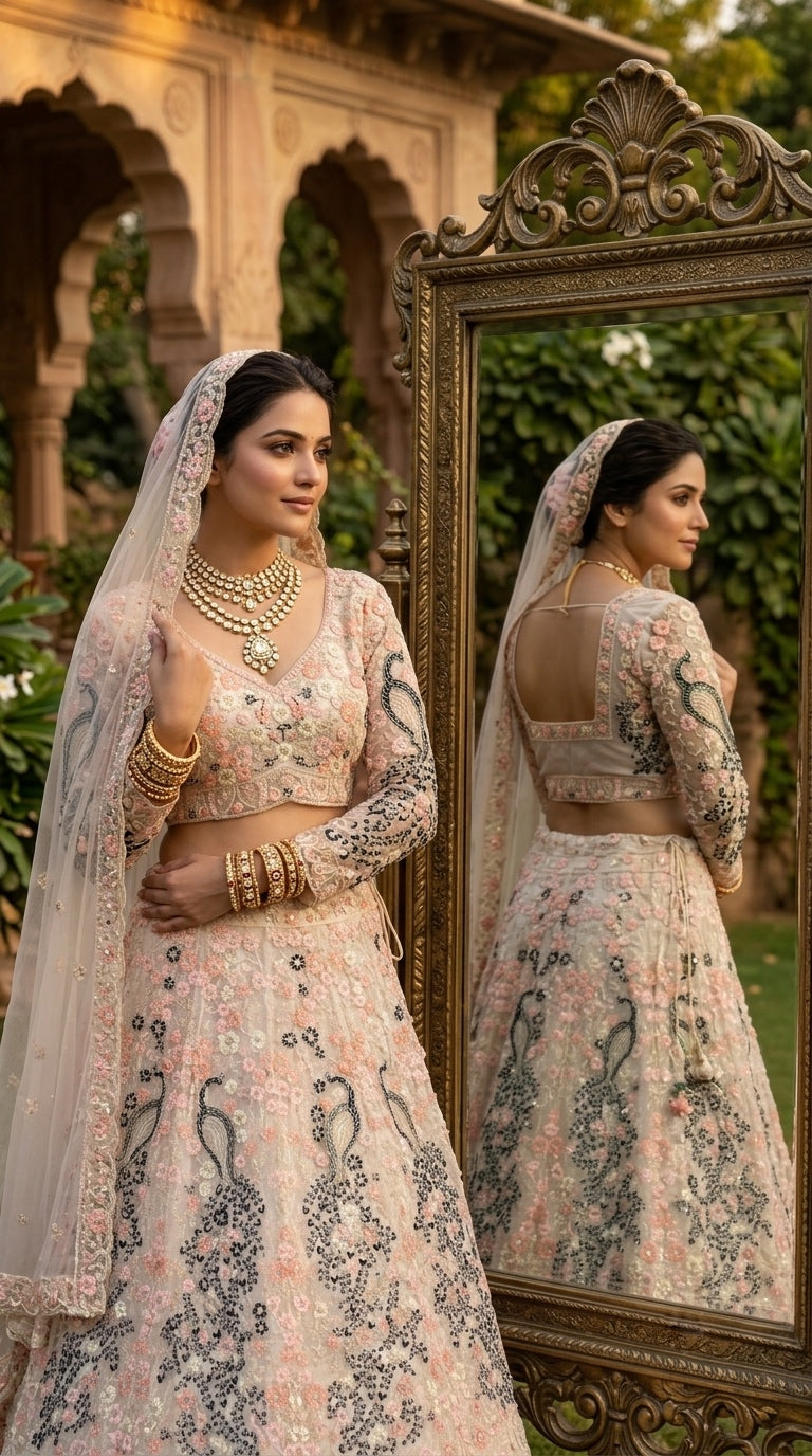 Ivory Blossom Lehenga – A Timeless Tale of Elegance 👑