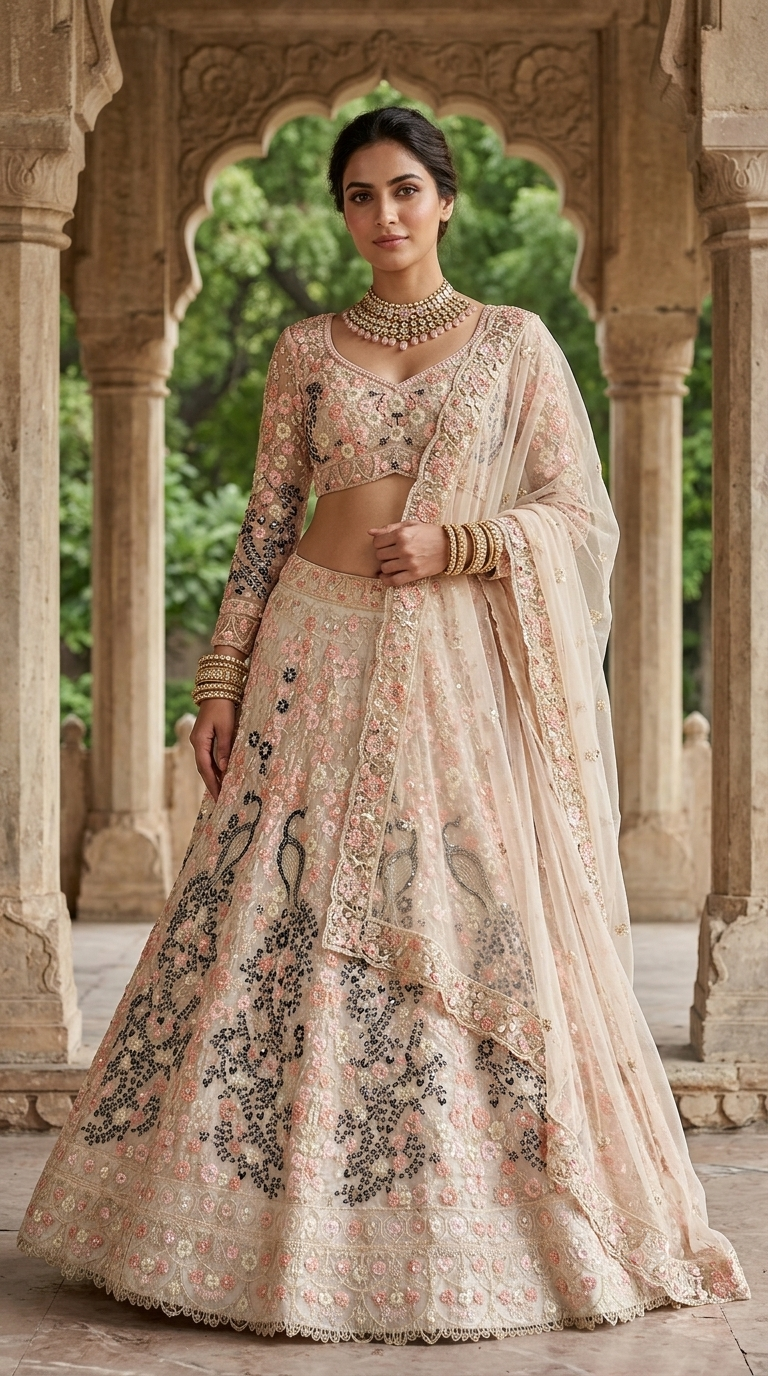 Ivory Blossom Lehenga – A Timeless Tale of Elegance 👑