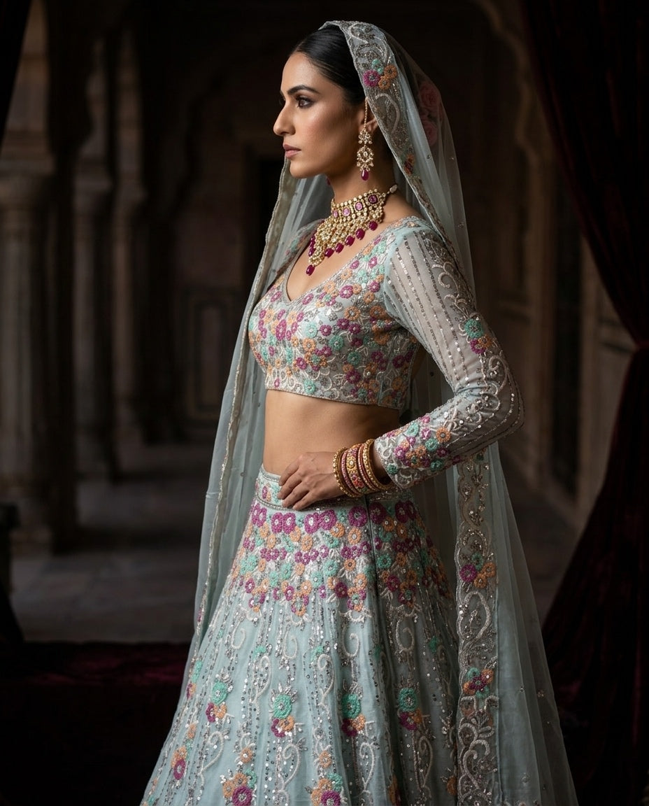 Pastel Bloom Bridal Lehenga – Where Elegance Meets Grace ✨