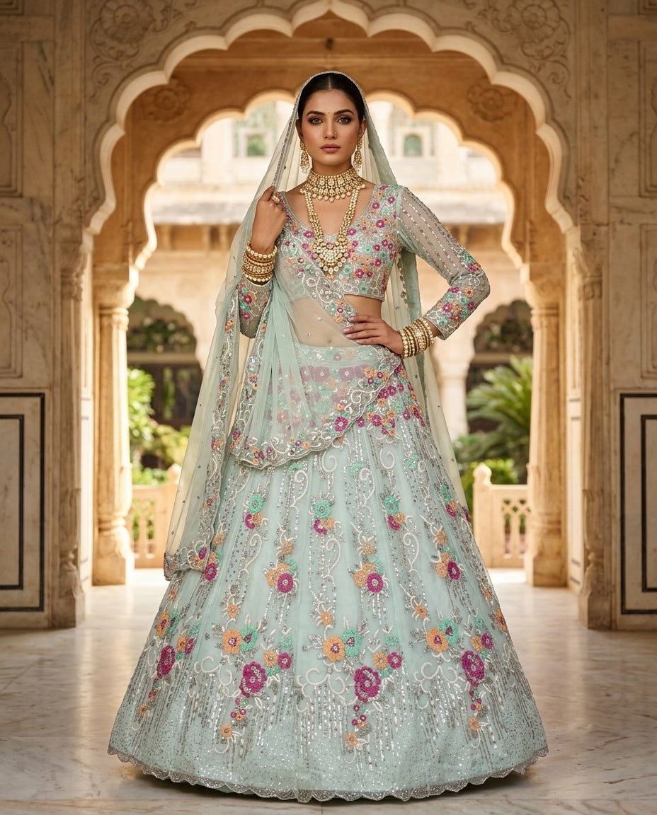 Pastel Bloom Bridal Lehenga – Where Elegance Meets Grace ✨