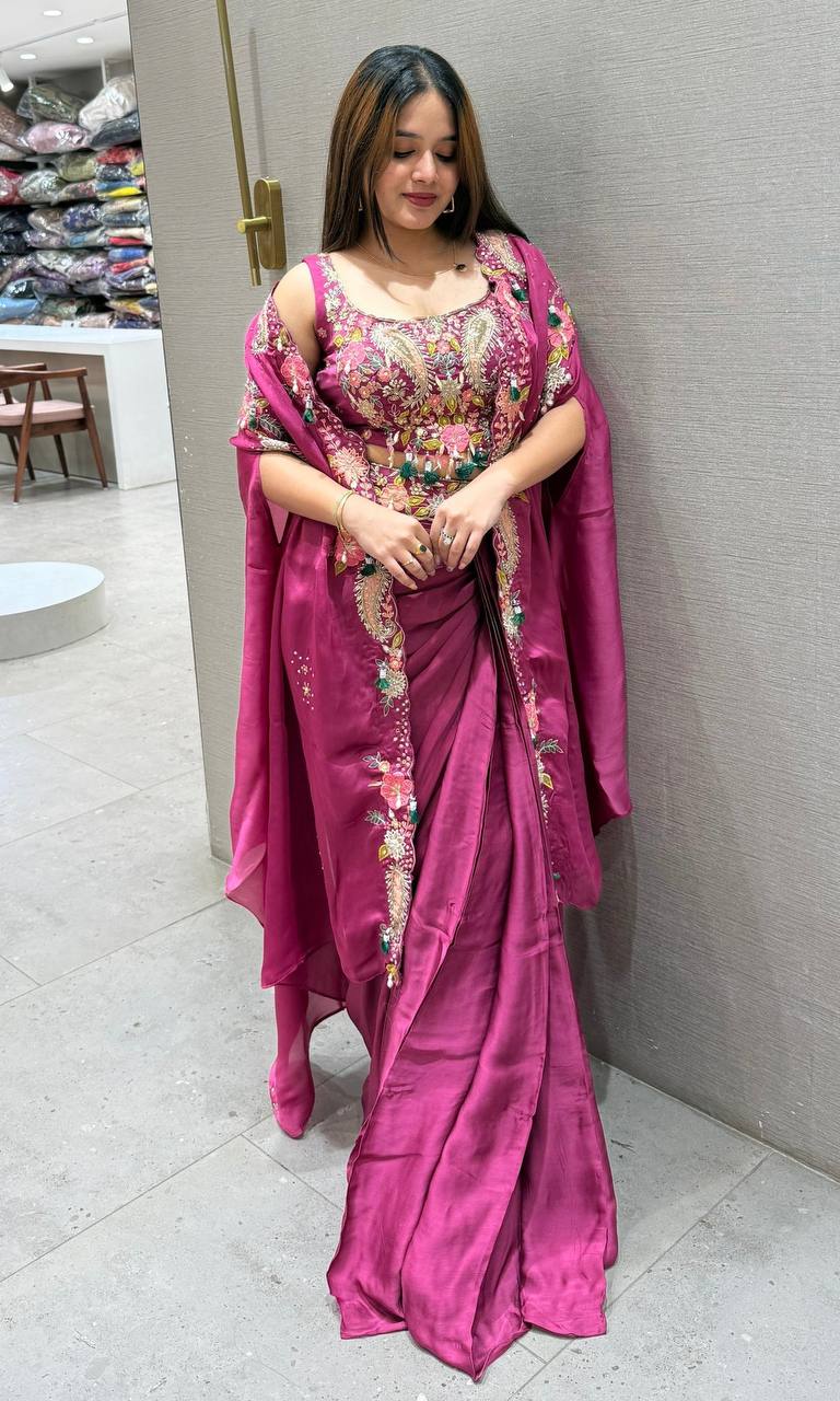Designer Party Wear Shrug with Sharara Set