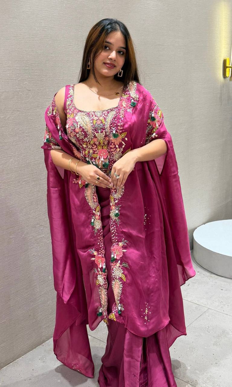 Designer Party Wear Shrug with Sharara Set