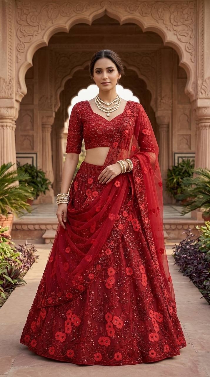 Crimson Royale Lehenga – Bold, Beautiful & Timeless
