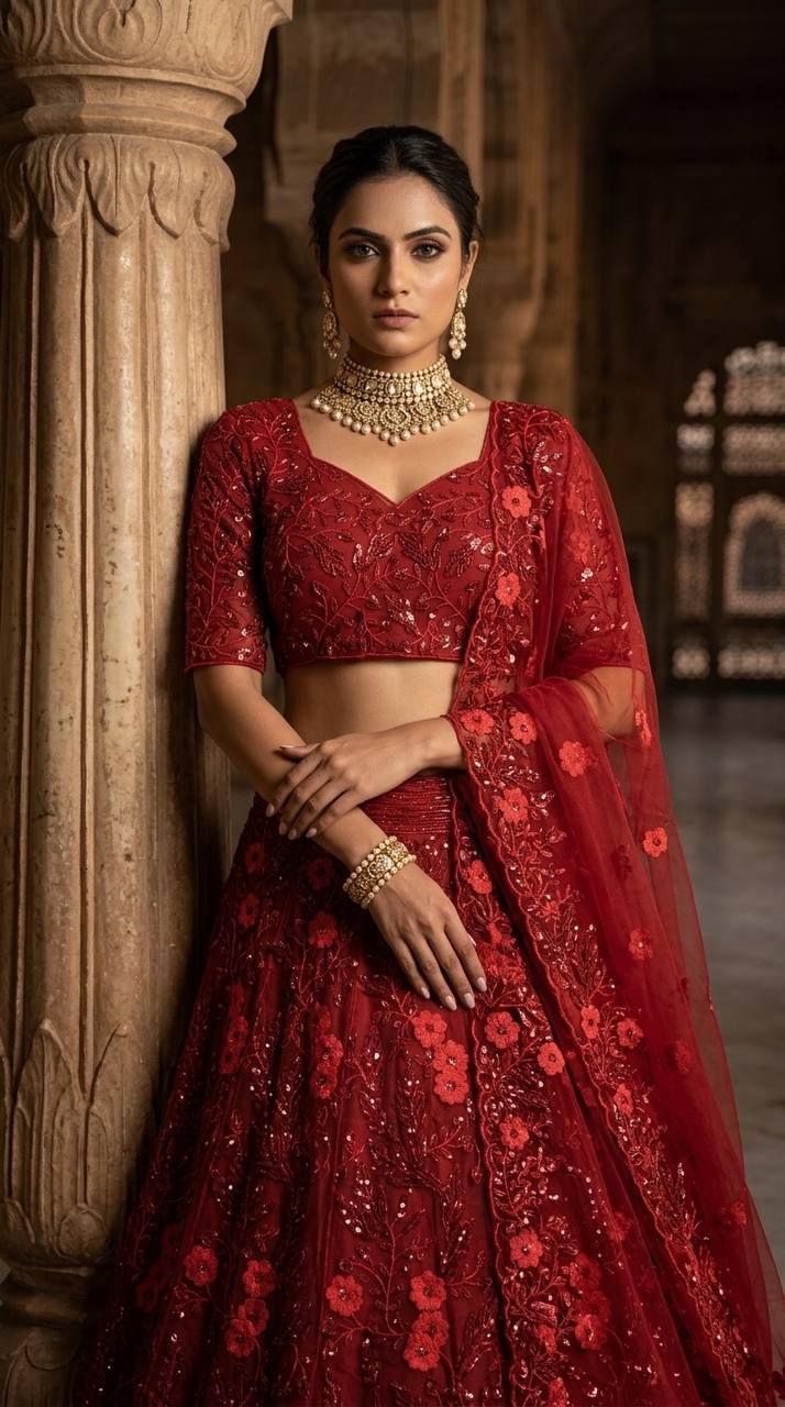 Crimson Royale Lehenga – Bold, Beautiful & Timeless