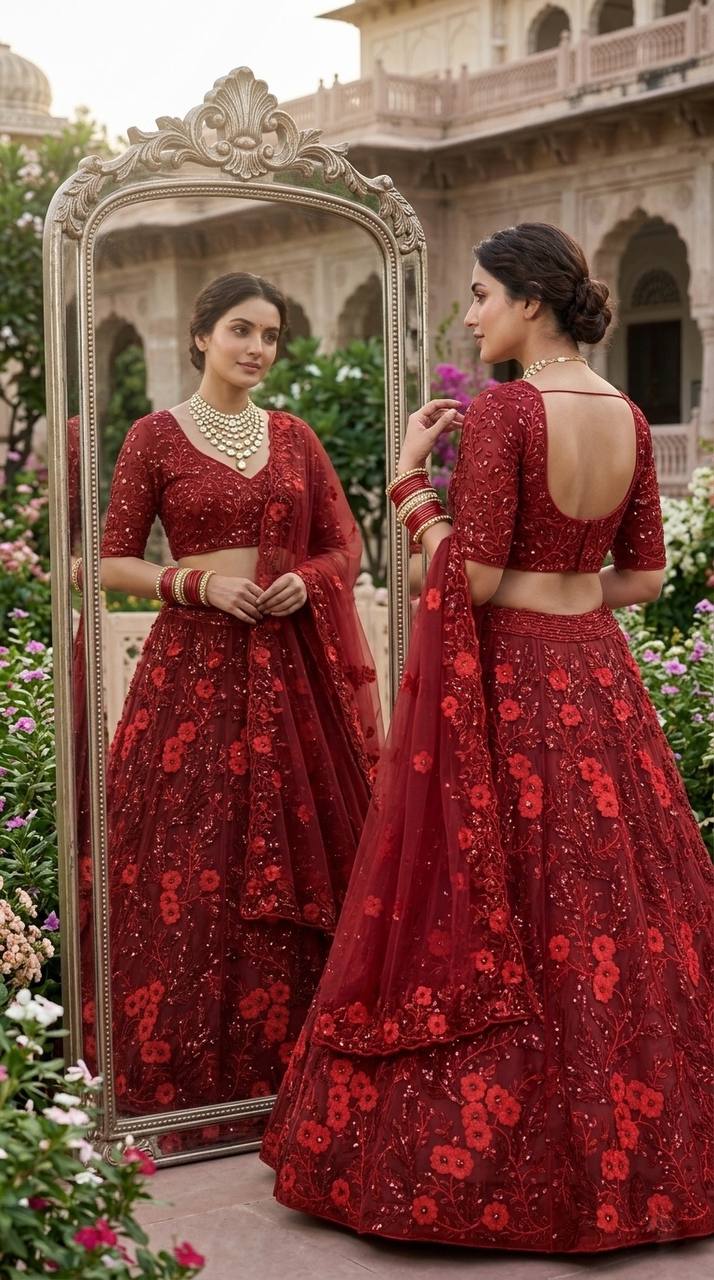 Crimson Royale Lehenga – Bold, Beautiful & Timeless