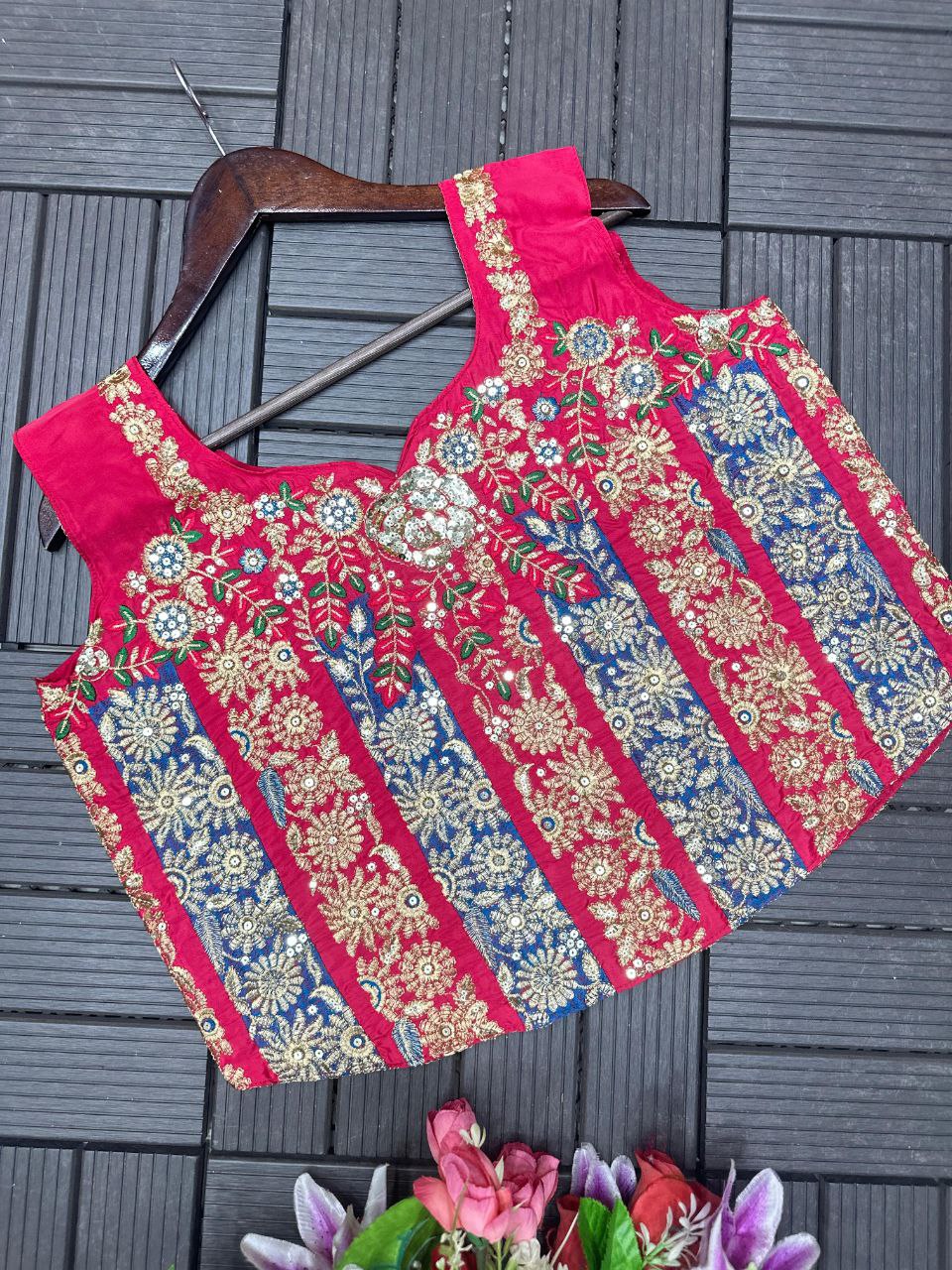 New Super Trending Embroidery Sequence work ready to wear saree with Embroidery Blouse