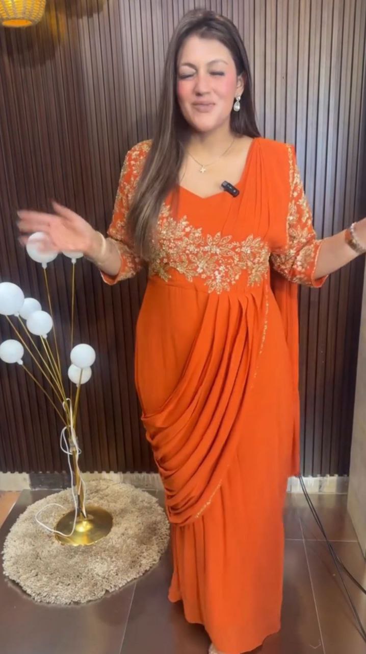 New Super Trending Embroidery cording work  gown saree