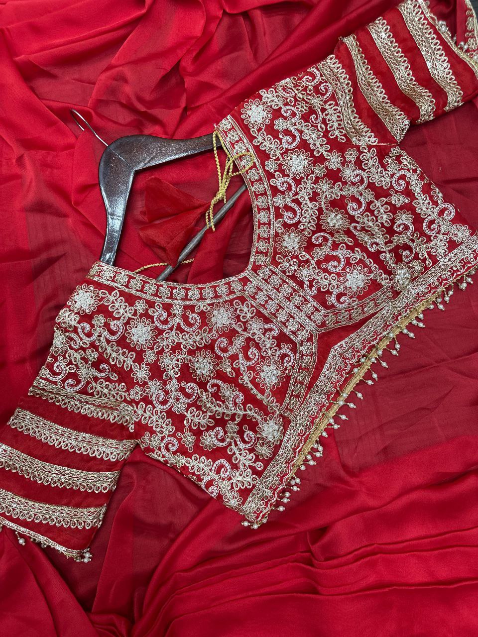 New Super Trending Embroidery Sequence work ready to wear saree with Embroidery Blouse
